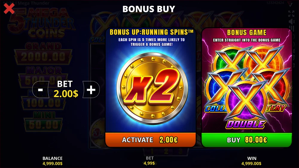Step 6: Using Bonus Buy — 5 Mega Thunder Coins gameplay screenshot