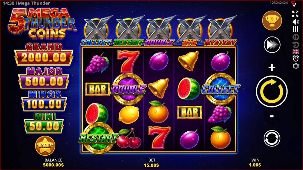 Step 2: Understanding the Interface — 5 Mega Thunder Coins gameplay screenshot