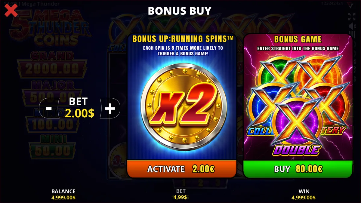 How to Use Bonus Buy — 5 Mega Thunder Coins gameplay screenshot