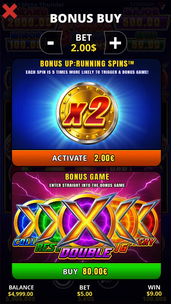 5 Mega Thunder Coins mobile — Bonus Buy